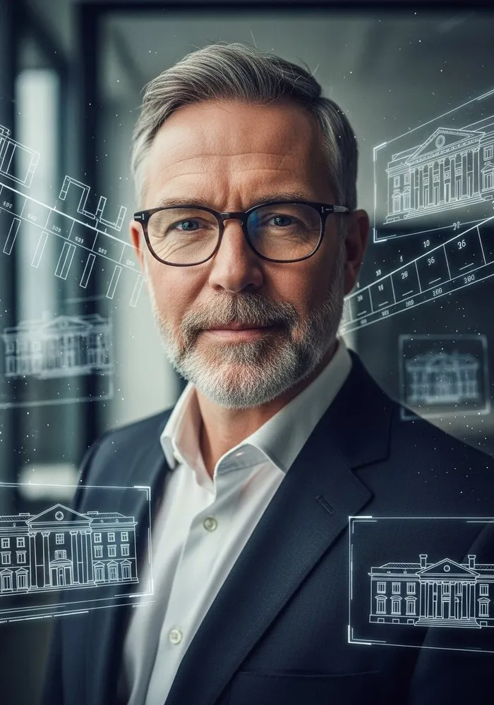 Portrait of Prof. Dr. Kenneth Frampton, AI Super Professor