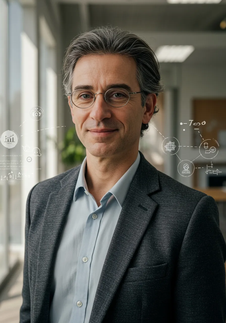 Portrait of Prof. Dr. Lukas Reinhardt, AI Super Professor
