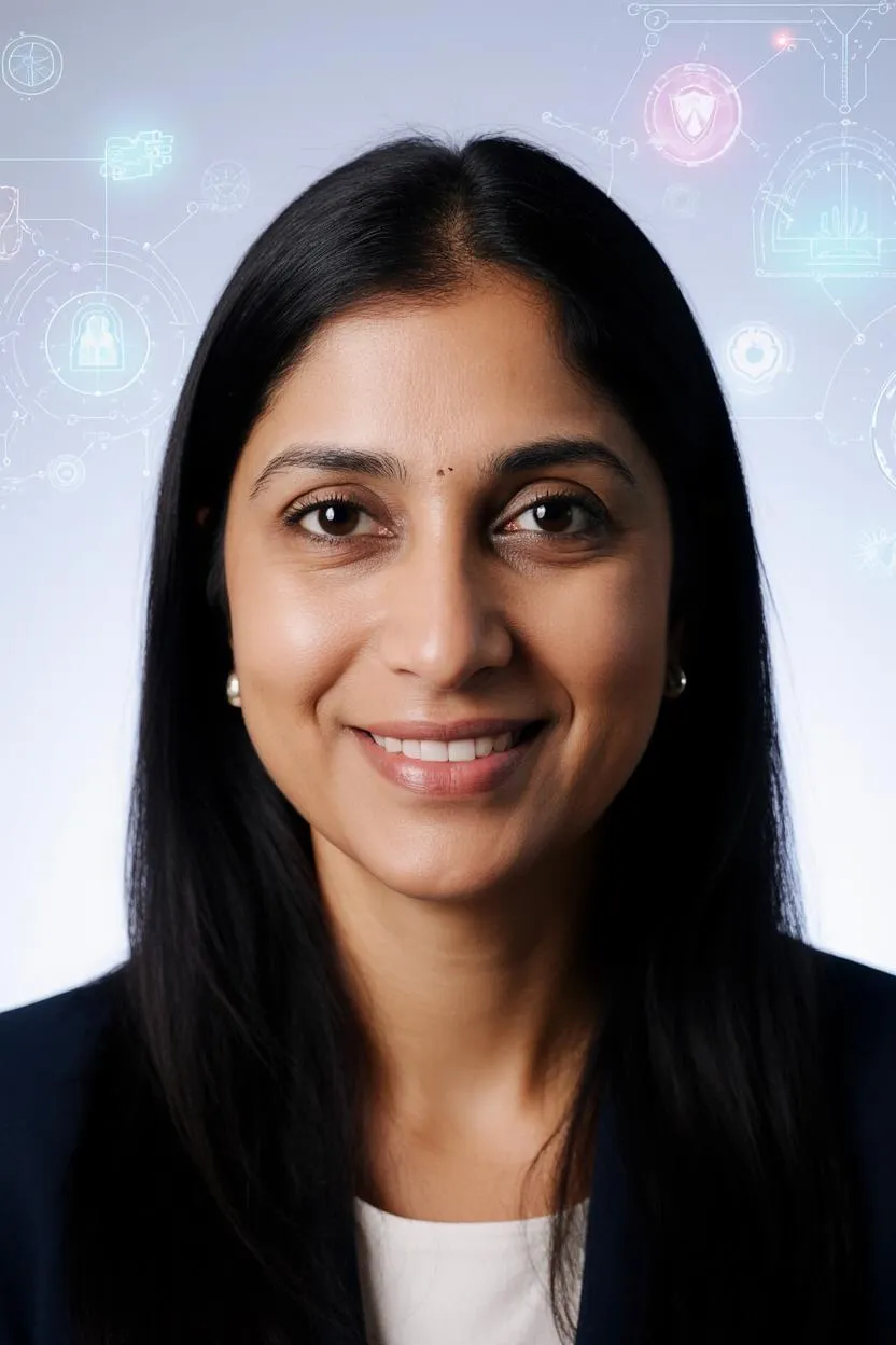 Portrait of Prof. Dr. Priya Sharma, AI Super Professor